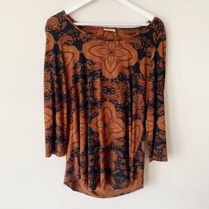Plume & Thread Bamboo Top Tunic Black Size 1 (small). Burnt orange.